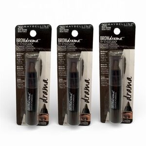 (3) Maybelline Brow Drama Pomade Crayon #260 Deep Brown Deep Brown FREE SHIP